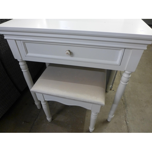 1396 - A white single drawer dressing table with stool