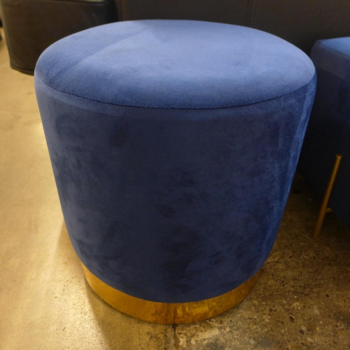 1404 - A deep ocean blue circular footstool