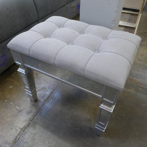 1444 - A mirrored and grey upholstered footstool