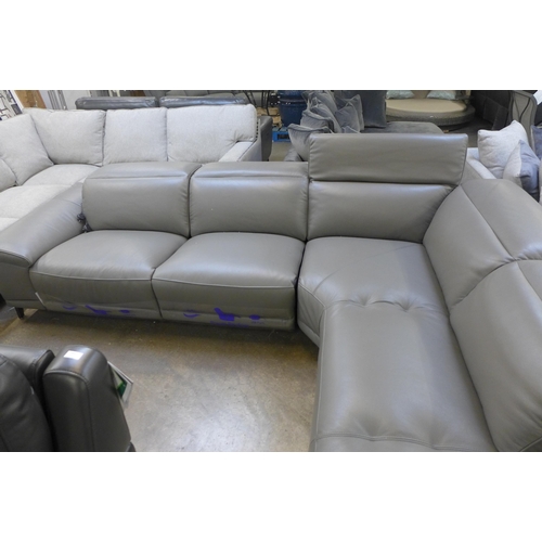 1450 - Two Piece, two tone Leather Sectional Sofa, (4145-9) * This lot is subject to VAT