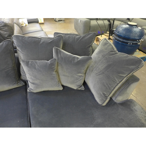 1458 - A charcoal velvet RHF corner sofa