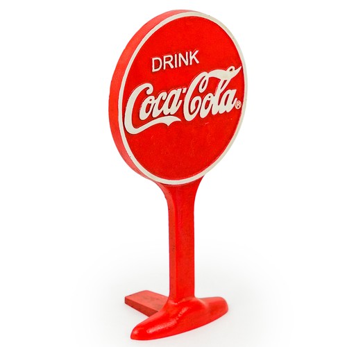 1307 - A cast iron 'Coca-Cola' door stop, H 31cms (STM5505)   #