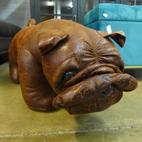 1354 - A brown bulldog footstool, H 38cms x W 75cms (714406-155)   #