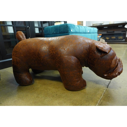 1354 - A brown bulldog footstool, H 38cms x W 75cms (714406-155)   #