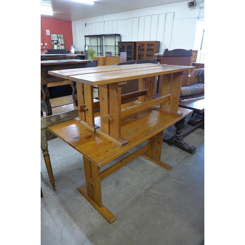 199 - A pine refectory table and two benches