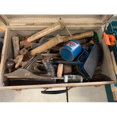 2026 - Two tool boxes, a suitcase and hand tools, inc, vice, oil can, files, screwdrivers, tape measures an... 