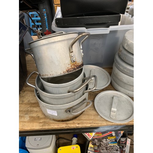 2051 - Longlife aluminium camping saucepan pans with lids  * This lot is subject to VAT