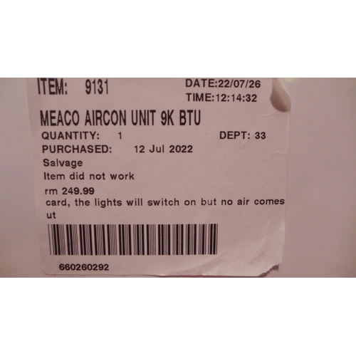 3198 - Meaco Aircon Unit 9K BTU (no Remote), Original RRP £249.99 + VAT  (265-215) *This lot is subject to ... 