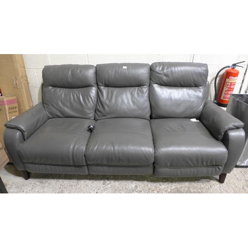 3311 - Barrett 3 Seater Grey Leather Power Reclining Sofa, Original RRP £849.99 + VAT  (265-139) *This lot ... 