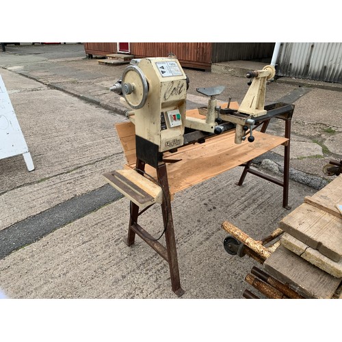 2111 - Pritchard Engineering Pren Colt 240v electric wood lathe, 120cm work bed and tub of tools and attach... 