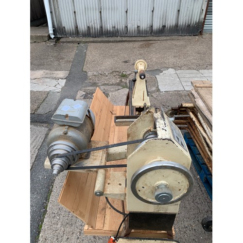 2111 - Pritchard Engineering Pren Colt 240v electric wood lathe, 120cm work bed and tub of tools and attach... 