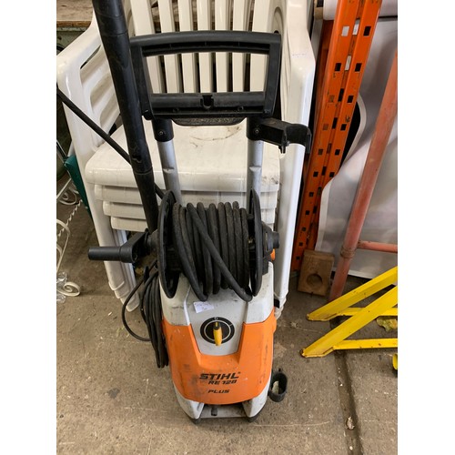 2128 - Stihl RE128+ pressure washer with hose and pistol head