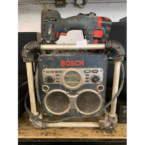 2247 - Bosch site radio with integral charger and Bosch GDR18 professional 18v impact driver