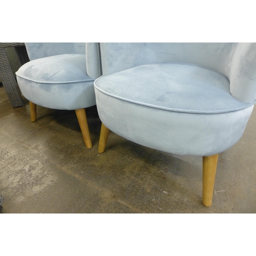 1366 - A pair of blue velvet Charleston chairs