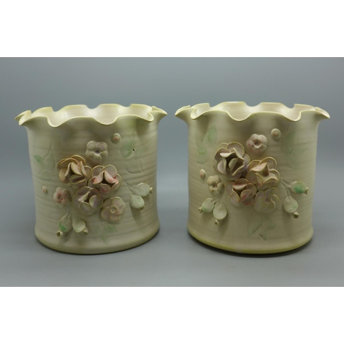 612 - A pair of studio pottery vases, SR incised backstamp