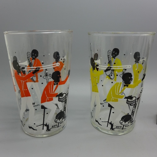 641 - Thirteen Robertsons advertising band figures, four boxed and two drinking glasses with New Orleans j... 