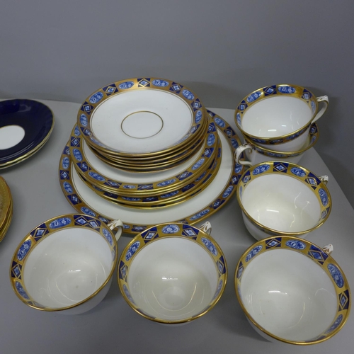 660A - Four Aynsley transfer printed cups and five Aynsley saucers, (3+2), and six Royal Albert cups, sauce... 