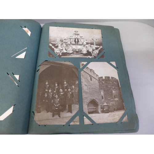 676 - A postcard album, 185 cards including RPPs