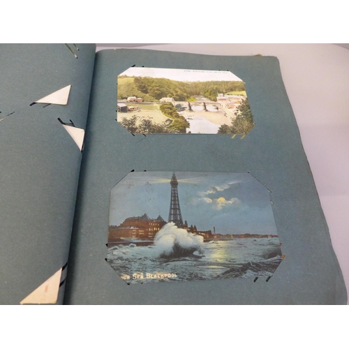 676 - A postcard album, 185 cards including RPPs