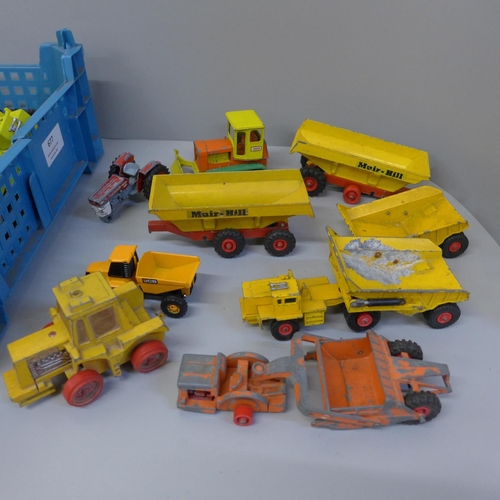 677 - Die-cast model construction vehicles, mainly Matchbox Lesney, some a/f, playworn