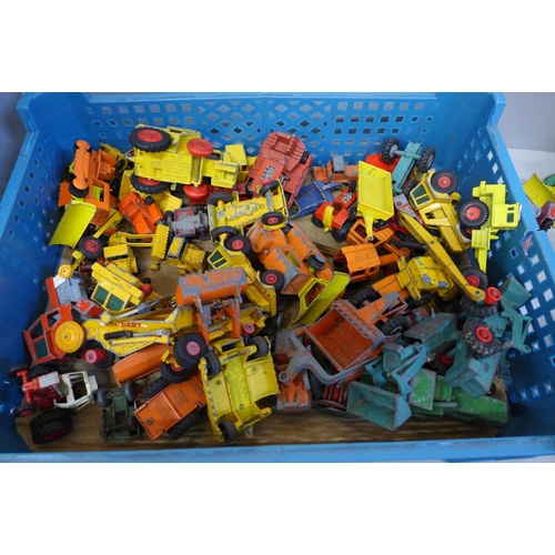 677 - Die-cast model construction vehicles, mainly Matchbox Lesney, some a/f, playworn