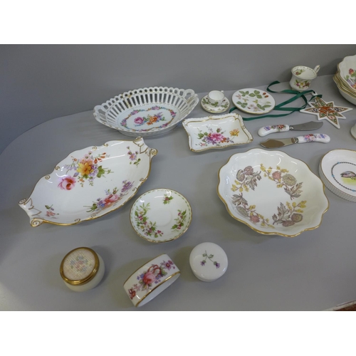 714 - Royal Crown Derby, Royal Worcester and other pin trays, dishes, miniature cups and saucers, etc.