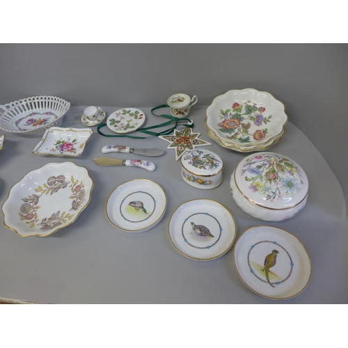 714 - Royal Crown Derby, Royal Worcester and other pin trays, dishes, miniature cups and saucers, etc.