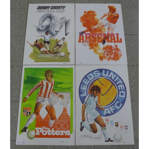 732 - Four Activity Promotions Ltd football club posters, printed in the 1970's, Derby, Leeds, Stoke and A... 