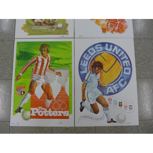 732 - Four Activity Promotions Ltd football club posters, printed in the 1970's, Derby, Leeds, Stoke and A... 