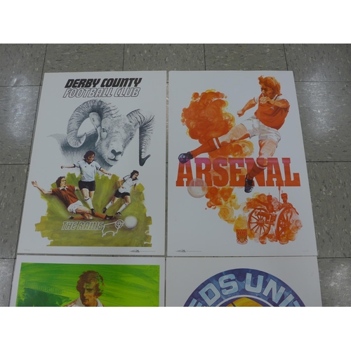 732 - Four Activity Promotions Ltd football club posters, printed in the 1970's, Derby, Leeds, Stoke and A... 