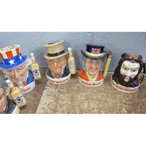 792 - Eight Royal Doulton Jim Beam Whisky decanters, seven with contents, including Samurai warrior and Ca... 