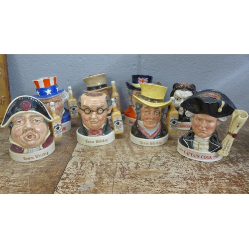 792 - Eight Royal Doulton Jim Beam Whisky decanters, seven with contents, including Samurai warrior and Ca... 