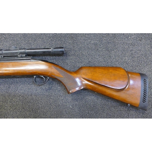 795 - A BSA Airsporter Stutzen .22 carbine under arm lever air rifle and BSA 4x20 scope, with soft case