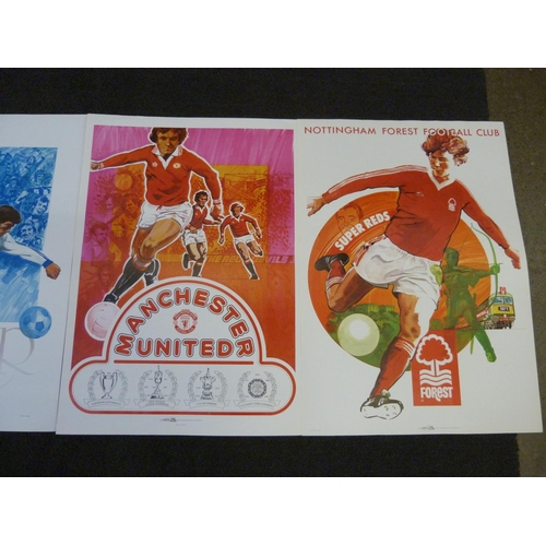 798 - Four Activity Promotions Ltd. football club posters, printed in the 1970's, Nottingham Forest, Manch... 