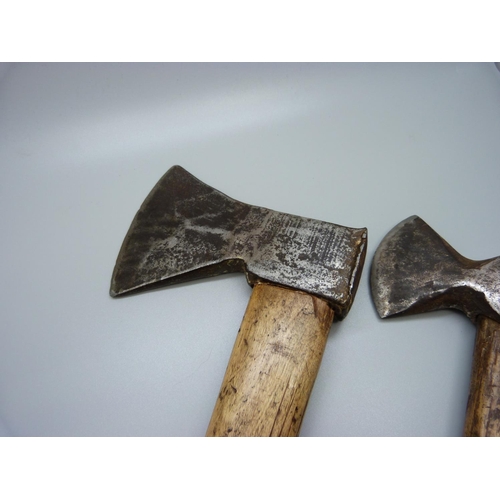 807 - A WWII German footsoldier's axe and a German pioneer axe