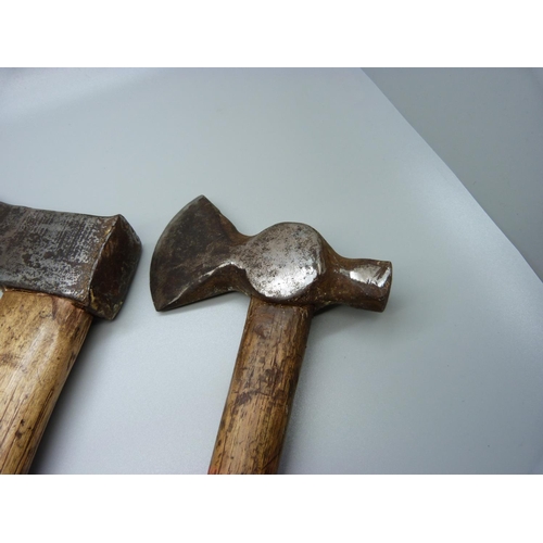 807 - A WWII German footsoldier's axe and a German pioneer axe