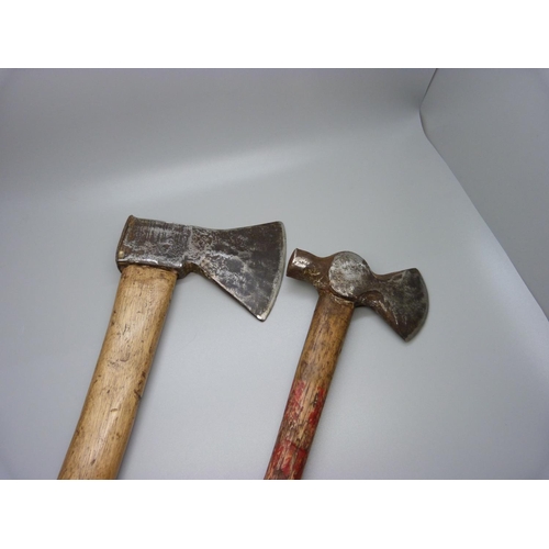 807 - A WWII German footsoldier's axe and a German pioneer axe