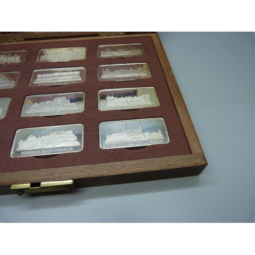 808 - A Birmingham Mint Royal Palaces twelve limited edition silver ingot set, cased, hallmarked on the ri... 