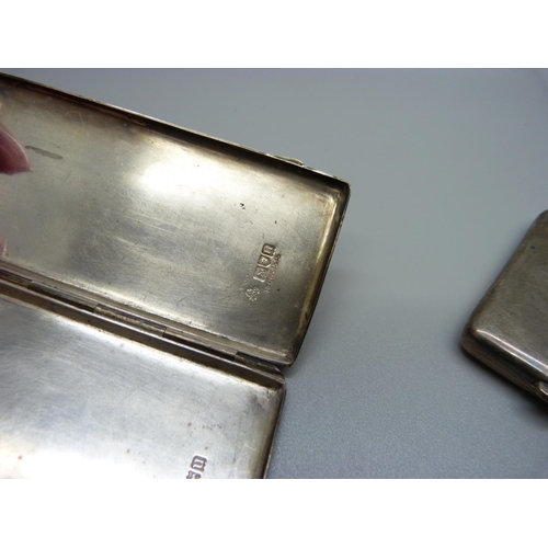 822 - A silver card case, a/f, and a silver matchbook case, 101g