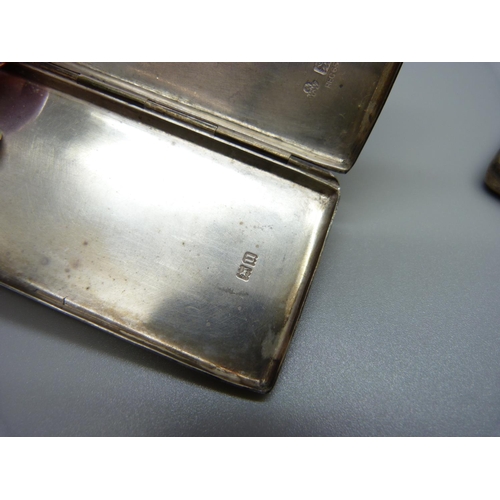 822 - A silver card case, a/f, and a silver matchbook case, 101g