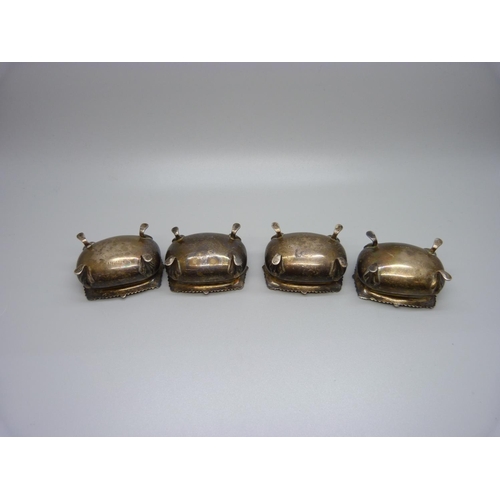 833 - A set of four silver salts, 115g