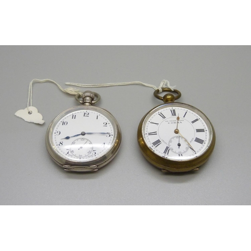 837 - A silver pocket watch and one other pocket watch