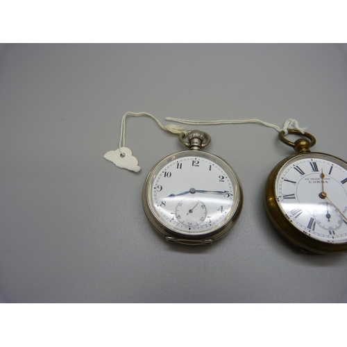 837 - A silver pocket watch and one other pocket watch