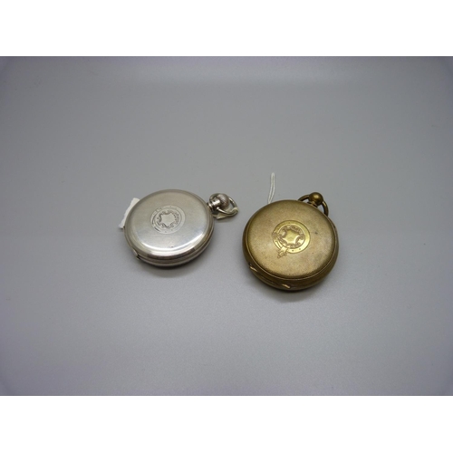 837 - A silver pocket watch and one other pocket watch