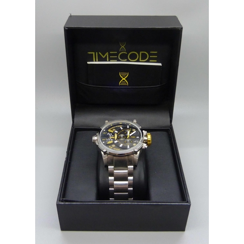 843 - A Timecode Dual Time 100m wristwatch, boxed