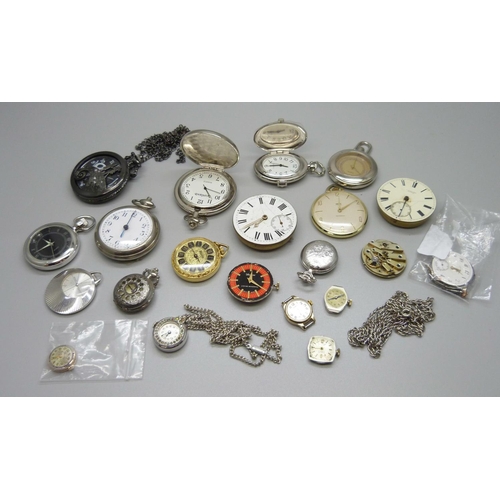 854 - Pocket watches, watch movements, etc.