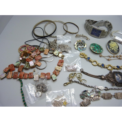 857 - Costume jewellery including an Amadeus watch and mother of pearl necklace