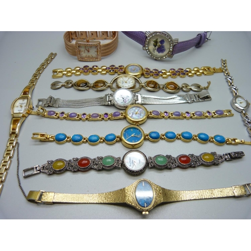 860 - Ten lady's wristwatches including seven 'Marcel Drucker' and one Seiko