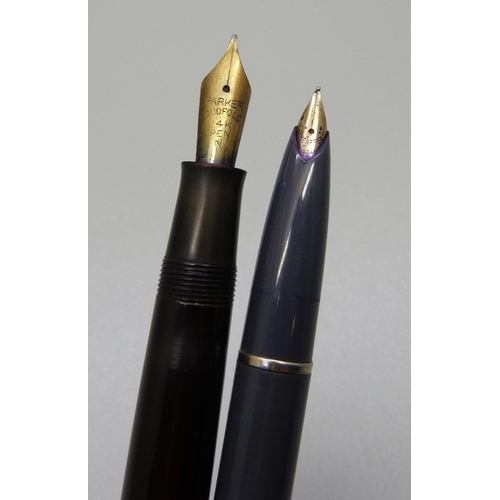 A Parker Duofold Fountain Pen With 14ct Gold Nib And A Sheaffer ...