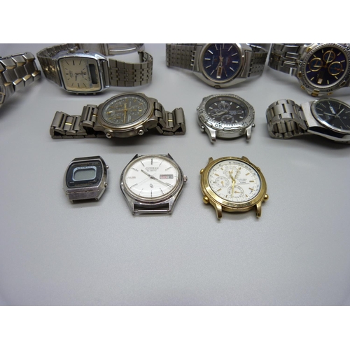 949 - Seven Citizen wristwatches including chronograph, a Bulova wristwatch and two other wristwatches